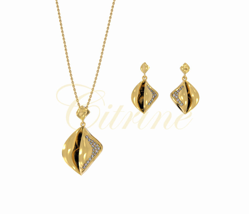 Two-Tone Leaf Inspired Jewelry Set - Image 2