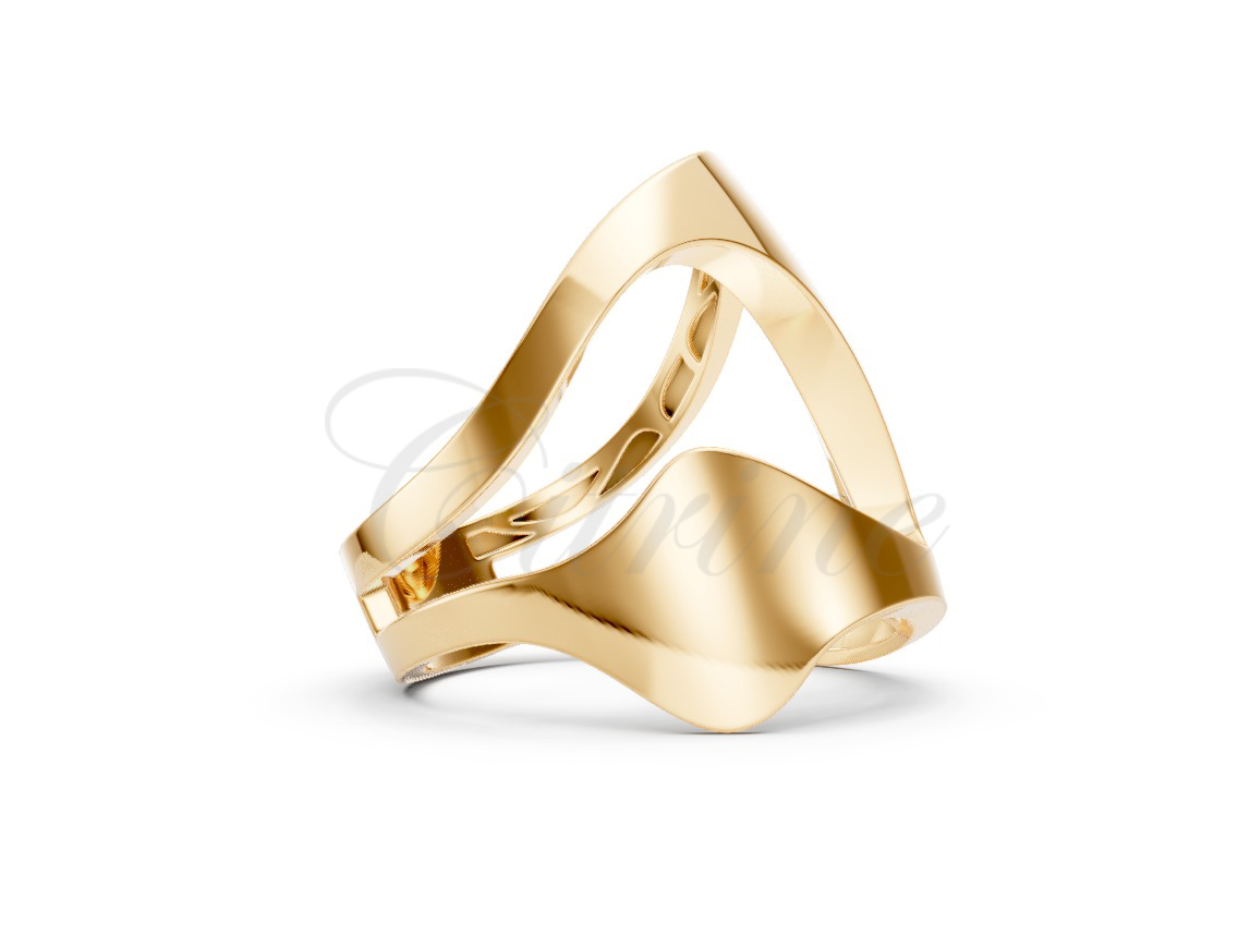 Sculptural Gold Ring 3D Printable Artistic Model – CGR-001 - Image 2