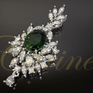 Luxury emerald and diamond pendant in marquise setting
