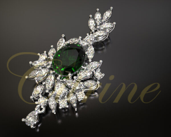 Luxury emerald and diamond pendant in marquise setting