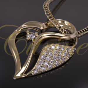Golden Heart Pendant with Diamonds
