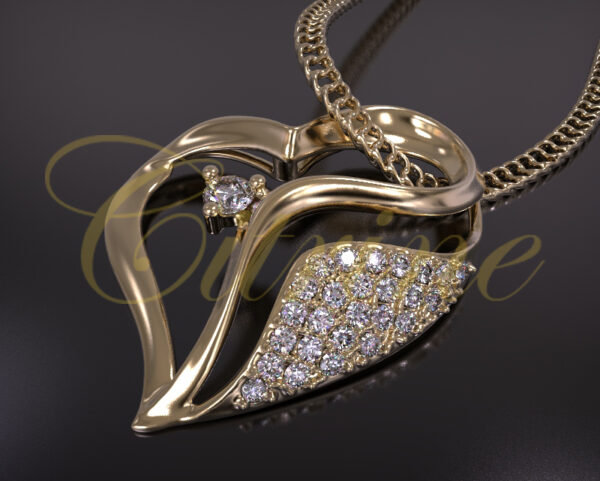 Golden Heart Pendant with Diamonds