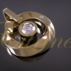 Minimal spiral gold pendant with diamonds