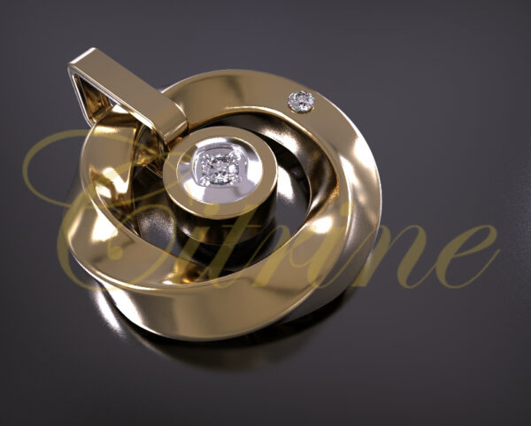 Minimal spiral gold pendant with diamonds