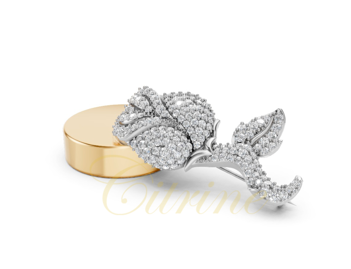 Rose-shaped diamond brooch pin – CJP-001