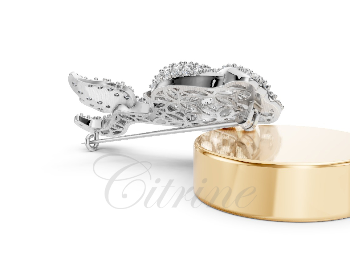 Rose Bloom Diamond Brooch Pin – CJP-001 - Image 2