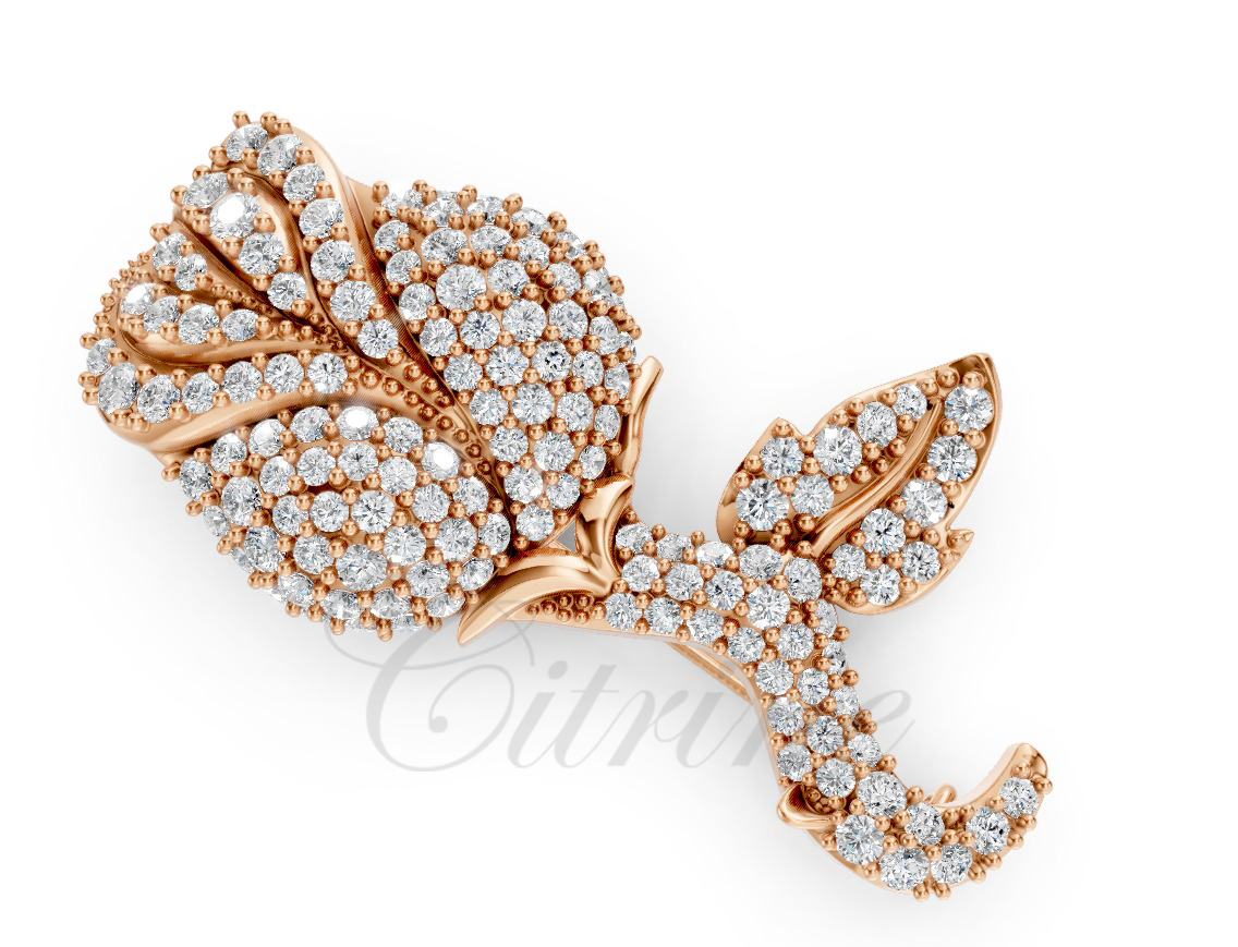 Rose Bloom Diamond Brooch Pin – CJP-001 - Image 3