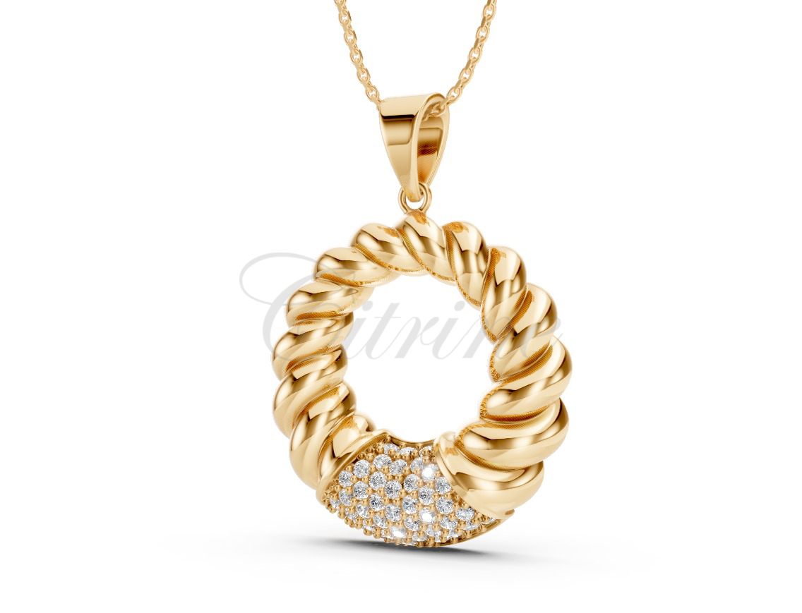 Twisted rope circle pendant with pavé diamonds – CJP-002