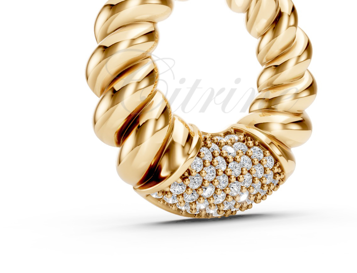 Twisted Rope Circle Pendant with Pavé Diamonds – CJP-002 - Image 2