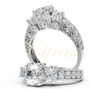 Citrine fashion gold ring with diamonds – CJR-001