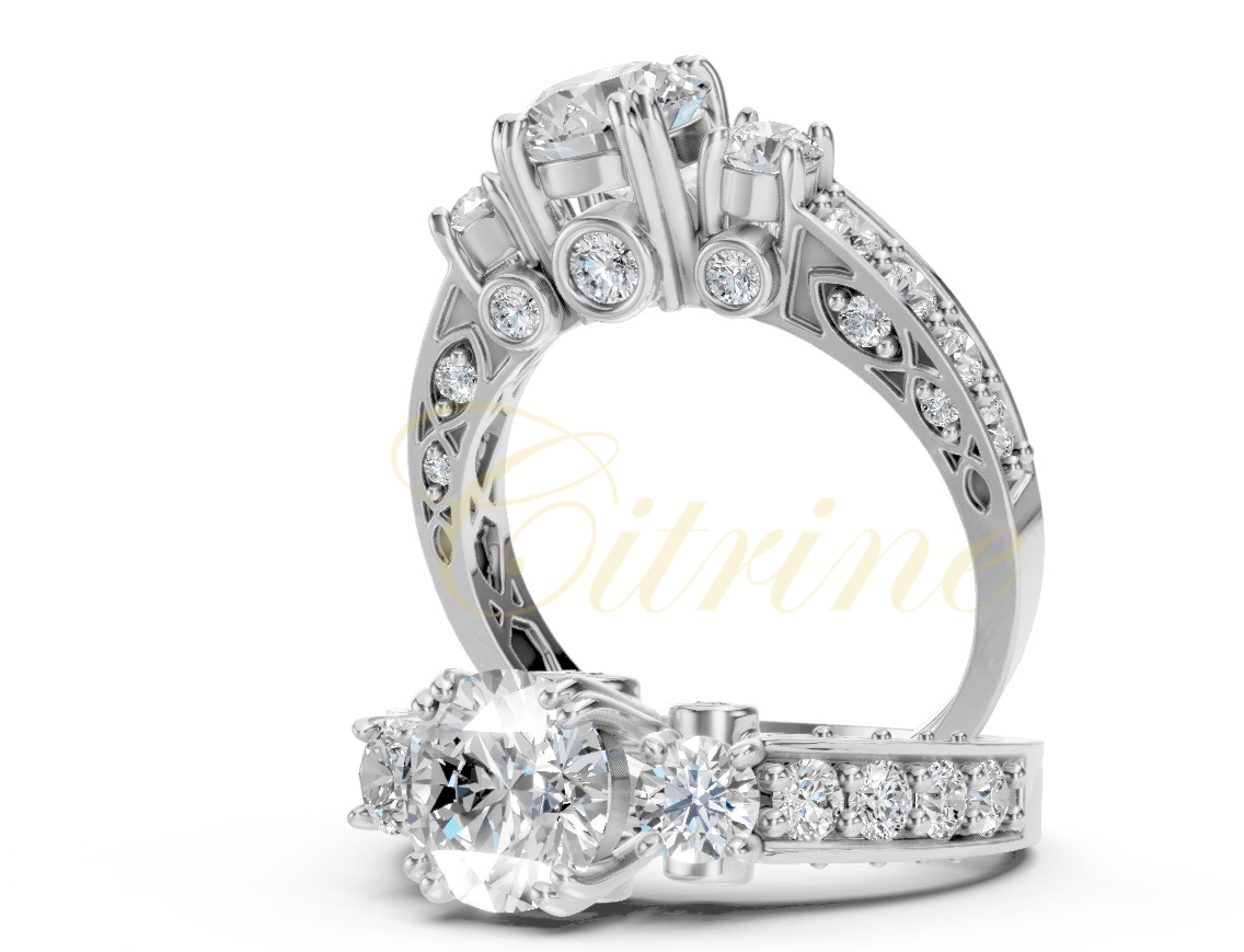 Citrine fashion gold ring with diamonds – CJR-001