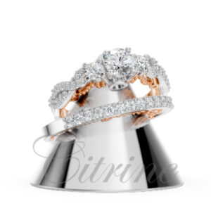 Citrine luxury two-tone engagement ring and wedding band set – CJR-004