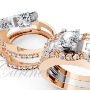 Citrine luxury two-tone wedding and engagement ring set – CJR-005