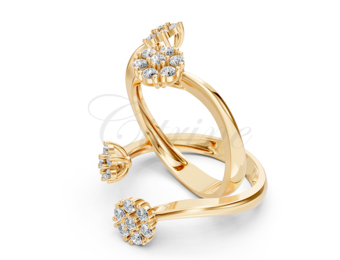 Elegant Multi-Cluster Gold Diamond Ring