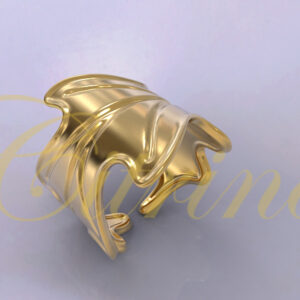 Polished gold ring with sculptural folded design