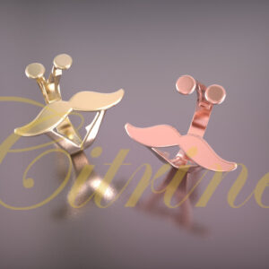 Adjustable gold and rose gold rings with playful moustache design