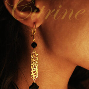 handmade gold filigree earrings with black onyx beads