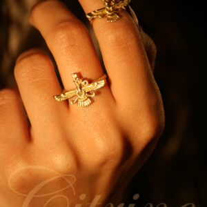 Handmade gold Persian Faravahar ring by Citrine Jewellery