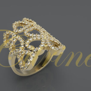 Jewellery ring with openwork design and clear stones.