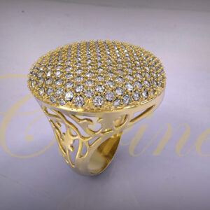 Luxury pavé dome statement ring with white stones.
