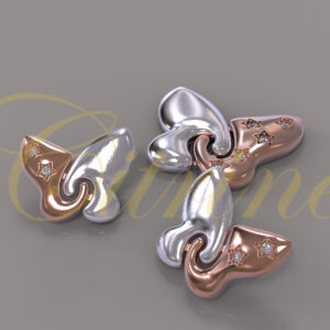 Rose and white gold jewelry set with star-shaped diamond accents.